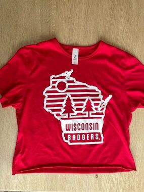 University of Wisconsin Badgers cropped red fitted tee